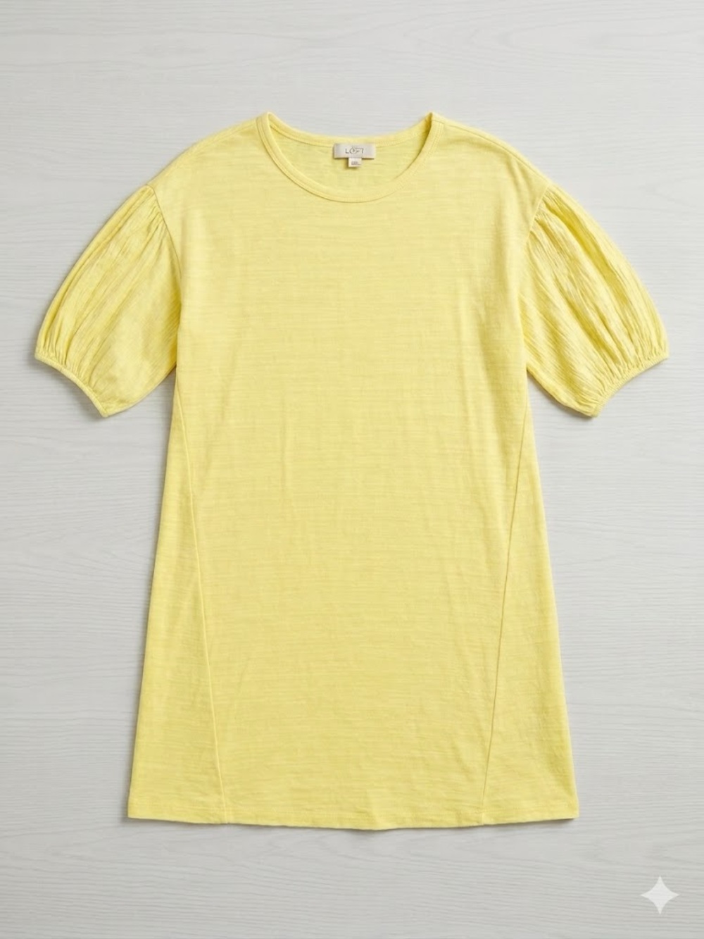 LOFT size Medium Outlet Sunny Yellow Puff Sleeve Tee Dress